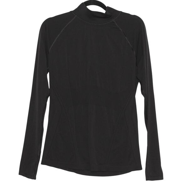 Athleta Black Momentum Seamless Mock Neck Top Size Large - Picture 2 of 5